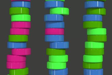 Siyah backgro mavi, kırmızı ve yeşil silindir tablet paterni