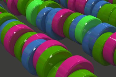 Siyah backgro mavi, kırmızı ve yeşil silindir tablet paterni