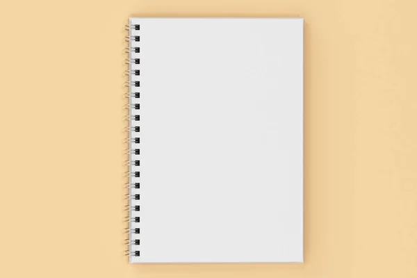 Abrir espiral notebook encadernado no fundo laranja — Fotografia de Stock