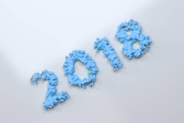 Sıvı Mavi 2018 numarası ile beyaz arka plan üzerinde damla