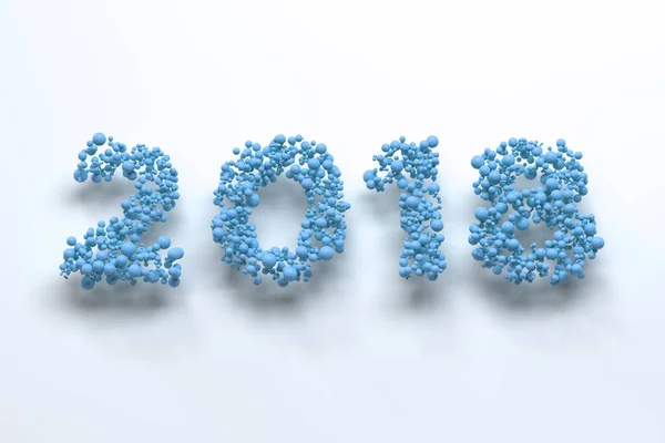 2018 Zahl aus blauen Kugeln auf weißem Hintergrund — Stockfoto