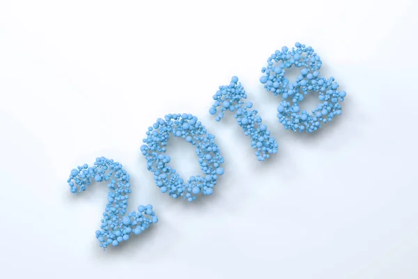 2018 номер з блакитних кульок на білому тлі — стокове фото