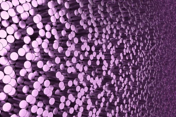 Mönster av violett borstad metall cylindrar av olika längd — Stockfoto