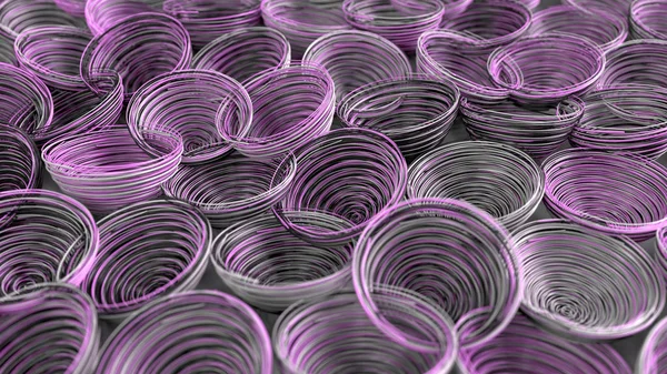 Fundo abstrato de bobinas espirais brancas, pretas e roxas — Fotografia de Stock