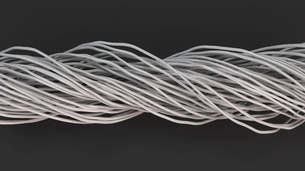 Скрученные белые кабели и провода на черной поверхности — стоковое фото