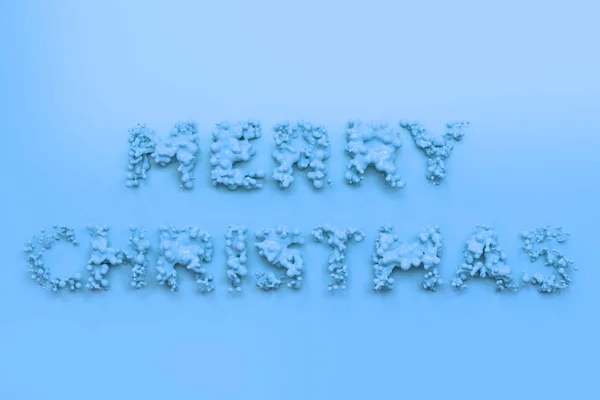 Líquido azul Feliz Navidad palabras con gotas sobre fondo azul — Foto de Stock