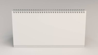 Beyaz masa takvimi mock-up beyaz yüzeyi