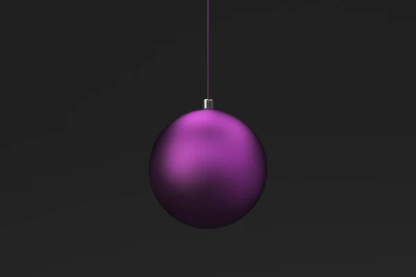Violett julgranskulor på svart bakgrund — Stockfoto