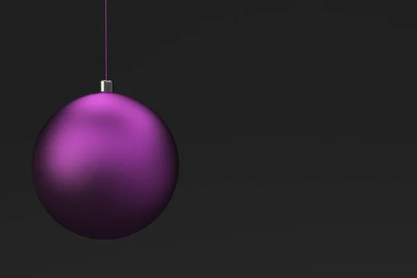 Violett julgranskulor på svart bakgrund — Stockfoto