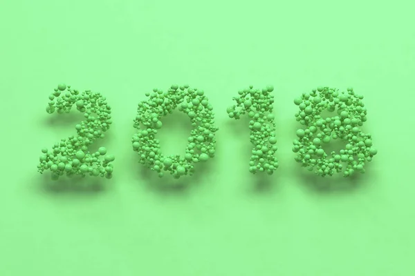 2018 Zahl aus grünen Kugeln auf grünem Hintergrund — Stockfoto