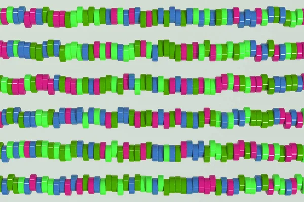 Wzór, niebieski, czerwony i zielony cylinder tabletek na biały backgro — Zdjęcie stockowe