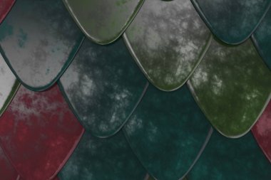 Yuvarlak kiremit farklı renklerde desen