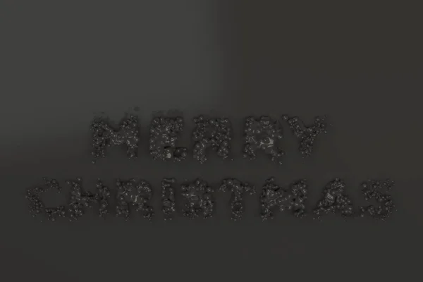 Vloeibare zwarte Merry Christmas woorden met druppels op zwarte pagina — Stockfoto