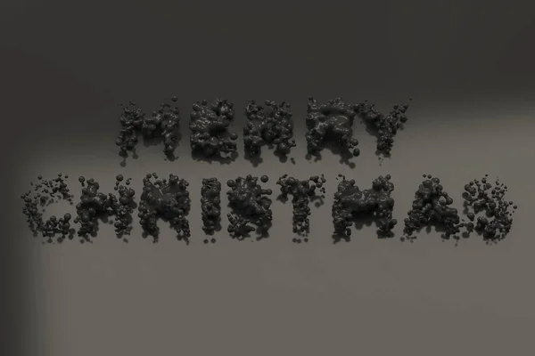 액체 검은 메리 크리스마스 말 방울과 블랙 backgroun에 — 스톡 사진