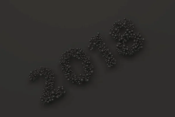 2018 número de bolas pretas no fundo preto — Fotografia de Stock