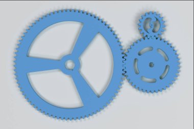 Mavi Dişliler ve SMM beyaz arka plan üzerinde set