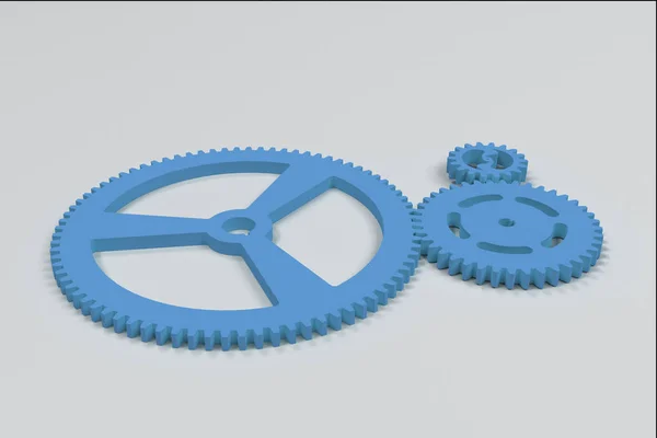 Set of blue gears and cogs on white background — Stock Photo, Image