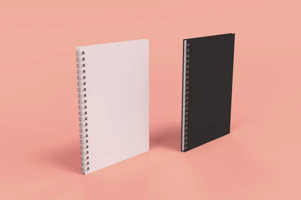 Dos cuadernos con espiral encuadernada sobre fondo rojo — Foto de Stock