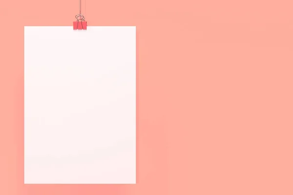Ciltçi klibini mockup kırmızı zemin üzerine beyaz boş poster