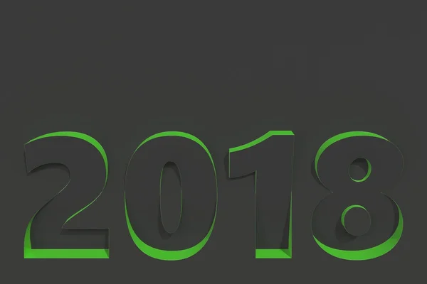 2018 číslo basreliéf na černý povrch, zelené svahy — Stock fotografie