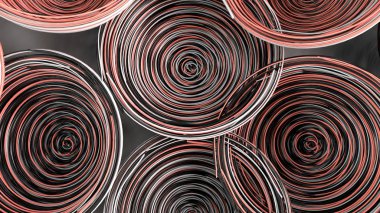 Arka plan beyaz, siyah ve kırmızı spiraled bobinleri üzerinden