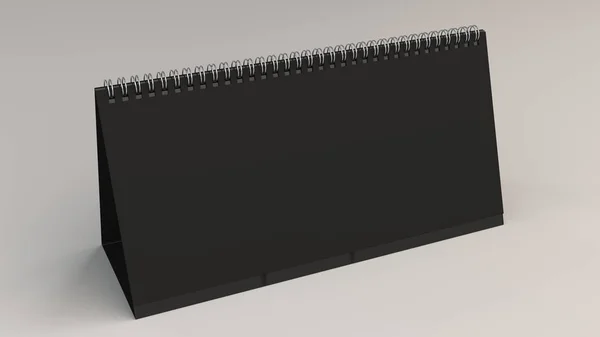 Schwarzer Tischkalender-Mock-up auf weißer Oberfläche — Stockfoto