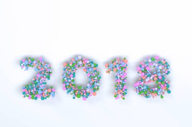 Beyaz arka plan üzerinde renkli topları numaradan 2018