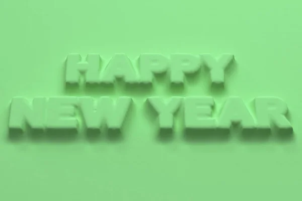 Verde felice anno nuovo parole bassorilievo — Foto Stock