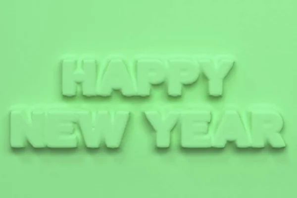 Verde felice anno nuovo parole bassorilievo — Foto Stock