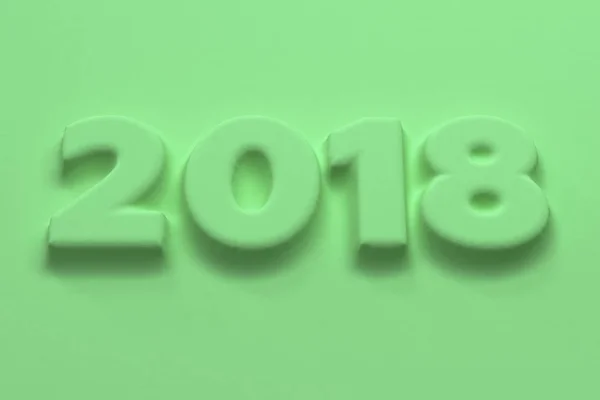 Zelená 2018 číslo basreliéf — Stock fotografie