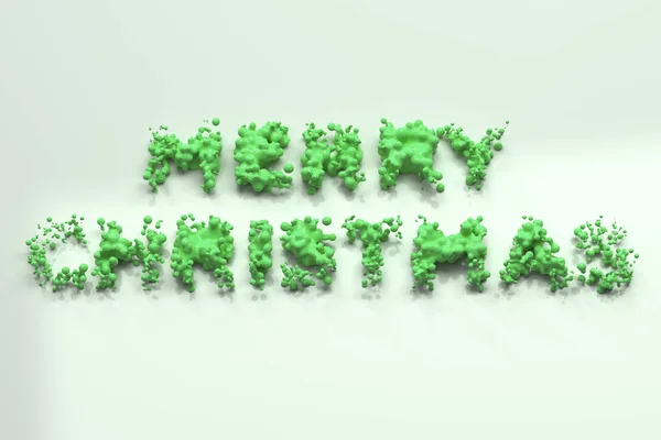 Verde líquido Feliz Navidad palabras con gotas sobre fondo blanco — Foto de Stock