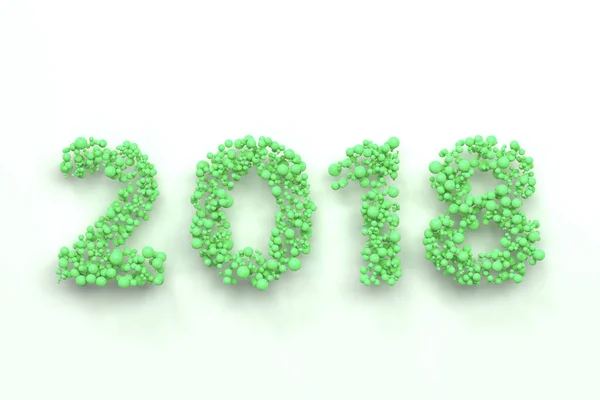 2018 Zahl aus grünen Kugeln auf weißem Hintergrund — Stockfoto