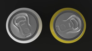 İki küçük beyaz ve sarı alüminyum tozu siyah ba mockup kutular
