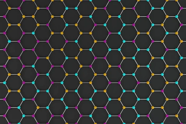 Graphene atomic structure on black background — Stock Photo, Image