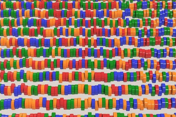 Wzór, niebieski, czerwony i zielony cylinder tabletek na biały backgro — Zdjęcie stockowe
