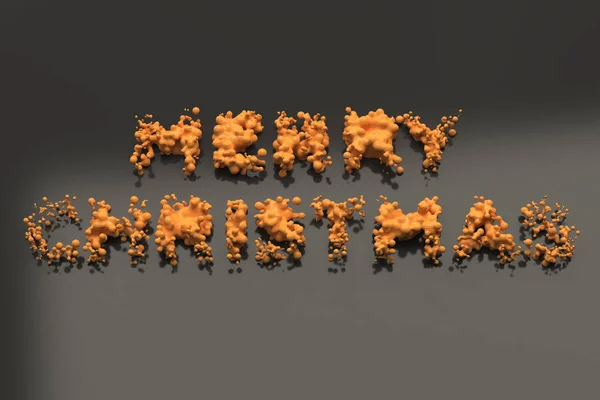 Kapalné oranžová slova Veselé Vánoce s kapkami na černém poz — Stock fotografie