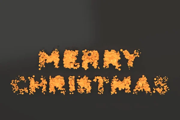 Liquid orange Merry Christmas words con gocce su backgrou nero — Foto Stock