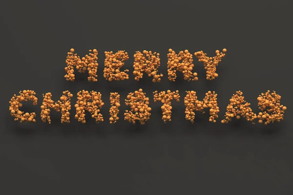 Veselé Vánoce slova z oranžové koule na černém pozadí — Stock fotografie