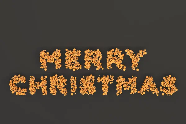 黒い背景にオレンジ ボールからメリー クリスマスの言葉 — ストック写真