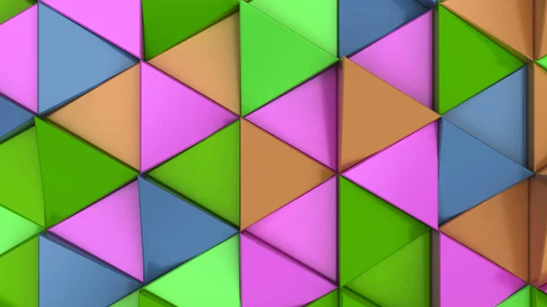 绿色、橙色、紫色和蓝色三角形棱镜的图案 — 图库照片