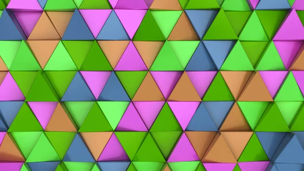 Muster aus grünen, orangen, lila und blauen Dreiecksprismen — Stockfoto