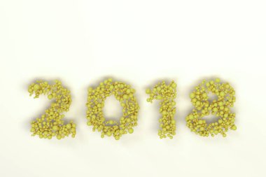 beyaz zemin üzerine sarı topları numaradan 2018