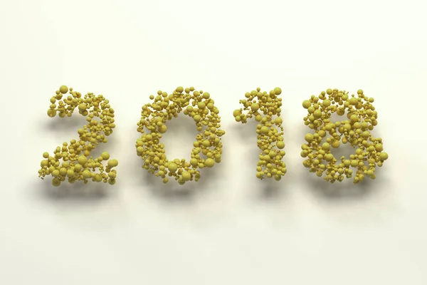 2018 number from yellow balls on white background — Stock Photo, Image