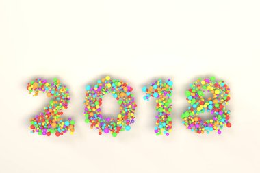 Beyaz arka plan üzerinde renkli topları numaradan 2018