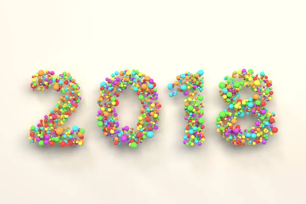 2018 number from colorful balls on white background — Stock Photo, Image