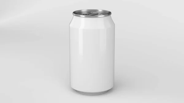 空白小白铝苏打罐头样机在白色背景 — 图库照片