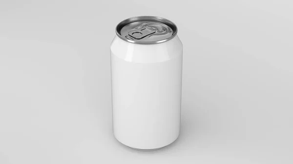 空白の小さな白いアルミニウム ソーダが白い背景のモックアップ — ストック写真