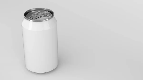 空白小白铝苏打罐头样机在白色背景 — 图库照片