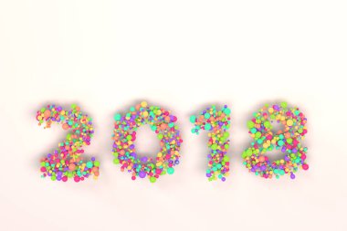 Beyaz arka plan üzerinde renkli topları numaradan 2018