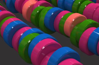 Siyah backgro mavi, kırmızı ve yeşil silindir tablet paterni